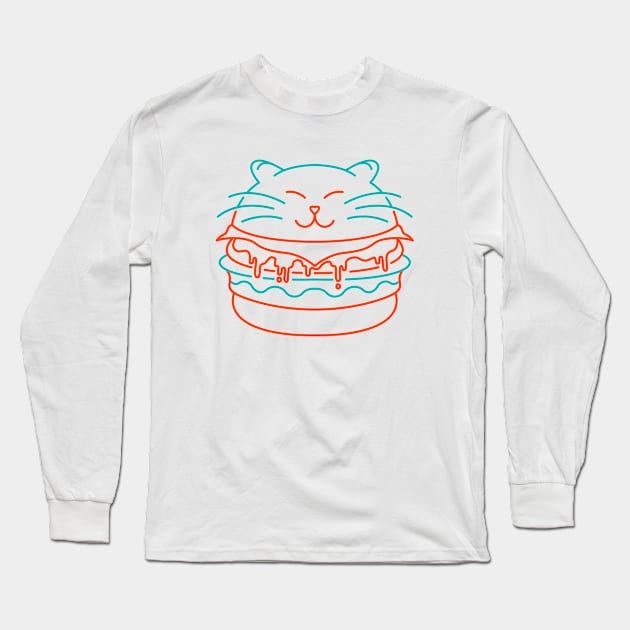 Cat Burger Long Sleeve T-Shirt by VEKTORKITA
